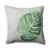 Palm Leaf Embroidered Square Outdoor Throw Pillow - 18" - White and Green - IMAGE 1