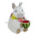 6.75" White Sisal Piglet with Floral Lei and Watermelon Tabletop Figure - IMAGE 1