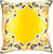 18" Yellow and Gray Floral Woven Square Throw Pillow - Down Filler - IMAGE 1