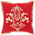 22" Metallic Red and Gold Floral Square Throw Pillow - IMAGE 1