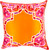 18" Orange and Floral Woven Square Throw Pillow - Down Filler - IMAGE 1