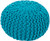 20" Teal Crochet Pattern Knitted Decorative Indoor Oval Pouf Ottoman - IMAGE 1