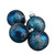 4ct Shiny Blue with Silver Scroll Work Glass Ball Christmas Ornaments 2.5" (65mm) - IMAGE 2