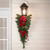 30'' Red Poinsettia and Gold Pine Cone Artificial Christmas Teardrop Swag, Unlit - IMAGE 2