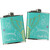 Set of 2 Decorative Aqua Green with White and Gold "Mermaid Drink Free Flask" 5" - IMAGE 1
