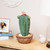 13.75” Potted Green and Brown Artificial Cactus Plant with Flowers - IMAGE 1