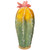 8.5" Green and Yellow Cactus on Wooden Base with Flower