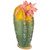 8.5" Green and Yellow Cactus on Wooden Base with Flower