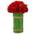 Wood Roses and Preserved Grass Artificial Bouquet Arrangement - 11.5" - Red - IMAGE 1
