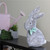 9" Gray Plush Rabbit with Green Bow Tie Easter Decoration - IMAGE 3