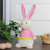 13.5" Pink and White Checkered Spring Girl Rabbit Decor - IMAGE 3