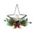 15" Green and Ivory Pine Needle, Berry, and Jingle Bell Deep Star Shaped Candle Holder - IMAGE 1