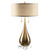Brass Finish Crystal Foot Table Lamp - 31" - Bronze Tone and Beige - IMAGE 1