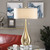 31" Bronze and Beige Brass Finish Crystal Foot Table Lamp - IMAGE 2