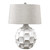 27" White Glossy and Distressed Table Lamp with Round Taupe Gray Drum Shade - IMAGE 1