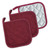 Quilted Square Terry Cotton Kitchen Potholders - 7" - Wine Red - Set of 3 - IMAGE 1