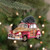 5" Red and Gold Glitter Car with Christmas Tree Glass Ornament - IMAGE 2