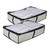 Set of 2 Gray Damask Patterned Soft Storage Bins with Zipper Closure 24" - IMAGE 1