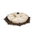 21" Cream and Bronze Round Wooden Lazy Susan with Acanthus Leaf Metal Base - IMAGE 1