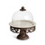 16" Clear and Bronze Round Cake Pedestal with Acanthus Leaf Metal Base - IMAGE 1