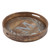 20" Brown and Silver Wooden with Letter "M" Design Round Tray - IMAGE 1