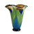 12.75” Amber Green and Blue Decorative Art Glass Vase - IMAGE 1