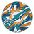 27" Aqua Blue and Orange NFL Miami Dolphins X-Fit Round Mat - IMAGE 1