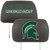 Set of 2 Black and Green NCAA Michigan State University Spartans Head Rest Cover Accessories - IMAGE 1