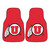 Set of 2 Red and White NCAA University of Utah Utes Carpet Car Mats 17" x 27" - IMAGE 1