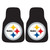 Set of 2 Black and White NFL Pittsburgh Steelers Front Carpet Car Mats 17" x 27" - IMAGE 1