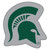 30" x 32" Green and Gray NCAA Michigan State University Spartans Mascot Logo Shaped Door Mat - IMAGE 1