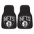 Set of 2 Black and White NBA Brooklyn Nets Front Carpet Car Mats 17" x 27" - IMAGE 1