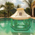 7.5' Cream and Green Tropical Inflatable Swimming Pool Floating Tiki Bar