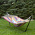 77" Red and Green Striped Woven Double Hammock with Wooden Bars - IMAGE 2