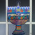 10" Blue and Violet LED Lighted Menorah Window Silhouette Decoration - IMAGE 2