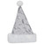 Unisex Adult Sequined Christmas Santa Hat with Cuff  - One Size - Silver and White - IMAGE 3