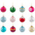 Floral and Striped Christmas Glass Ball Ornaments - 2.5" (60mm) - Multi - 12ct - IMAGE 2