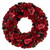 Red Wooden Rose and Berry Artificial Wreath, 13-Inch, Unlit - IMAGE 1