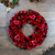 Red Wooden Rose and Berry Artificial Wreath, 13-Inch, Unlit - IMAGE 2