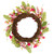 Geranium and Berry Artificial Spring Floral Wreath, Pink - 18-Inch