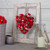 10" Red Wooden Rose Floral Heart Shaped Artificial Valentine's Day Wreath - IMAGE 2