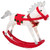 Lighted Animated Rocking Horse Outdoor Christmas Decoration - 40" - White and Red