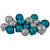 72ct Turquoise Blue and Silver 2-Finish Glass Christmas Ball Ornaments 4" (100mm) - IMAGE 1