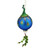 8.5" Green and Royal Blue Peacock Bird Glass Ball with Dangle Christmas Ornament - IMAGE 1