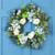 Hydrangea, Rose and Geranium Artificial Floral Spring Wreath, White and Blue - 24-Inch - IMAGE 1