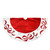 48" Red and White Velveteen Christmas Tree Skirt with Bow and Snowflake Appliques - IMAGE 1