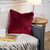 17" Solid Wine Red Velvet Plush Square Throw Pillow with Piped Edging - IMAGE 2