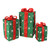 Set of 3 Lighted Tall Green Gift Boxes with Red Bows Christmas Outdoor Decorations 18" - IMAGE 1