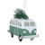 4" Green and White Retro Style Bus with Christmas Tree Hanging Ornament - IMAGE 1