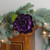 5" Purple Velvet Camellia Flower with Leaf Clip On Christmas Ornament - IMAGE 3